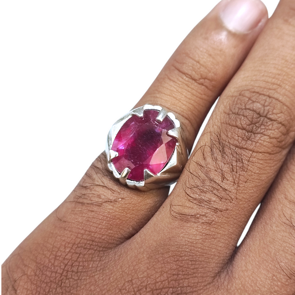 Natural Ruby Silver Ring 14.78 Ct — natural natural ruby manik ring view 4