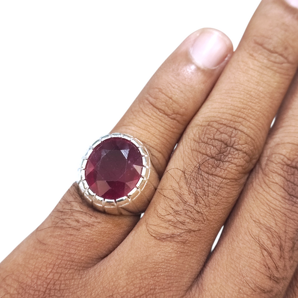 Natural Ruby Silver Ring 16.82 Ct — natural natural ruby manik ring view 4