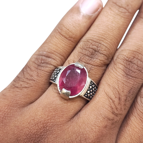 Natural Ruby Silver Ring 15.28 Ct — natural natural ruby manik ring view 4