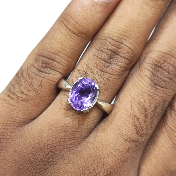 Natural Amethyst Silver Ring 4.88 Ct — natural amethyst katela ring view 4