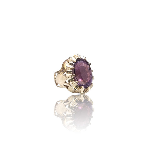 Natural Amethyst Silver Ring 16.40 Ct — side view, lab certified natural amethyst katela