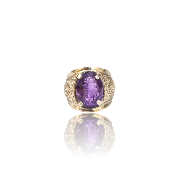 Natural Amethyst Silver Ring 8.25 Ct — close up detail, authentic amethyst katela silver ring