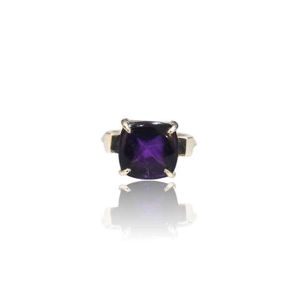 Natural Amethyst Silver Ring 8.20 Ct — close up detail, authentic amethyst katela silver ring