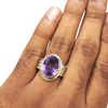 Natural Amethyst Silver Ring 11.69 Ct — natural amethyst katela ring view 4