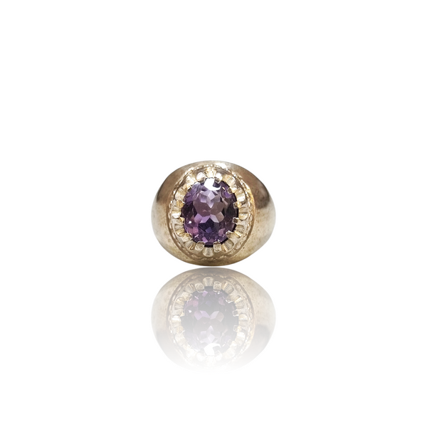 Natural Amethyst Silver Ring 2.84 Ct — close up detail, authentic amethyst katela silver ring