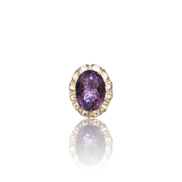 Natural Amethyst Silver Ring 16.80 Ct — close up detail, authentic amethyst katela silver ring