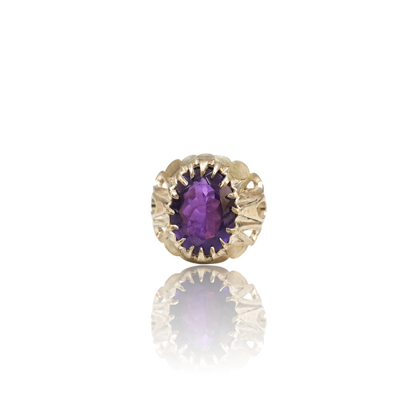 Natural Amethyst Silver Ring 6.42 Ct — close up detail, authentic amethyst katela silver ring