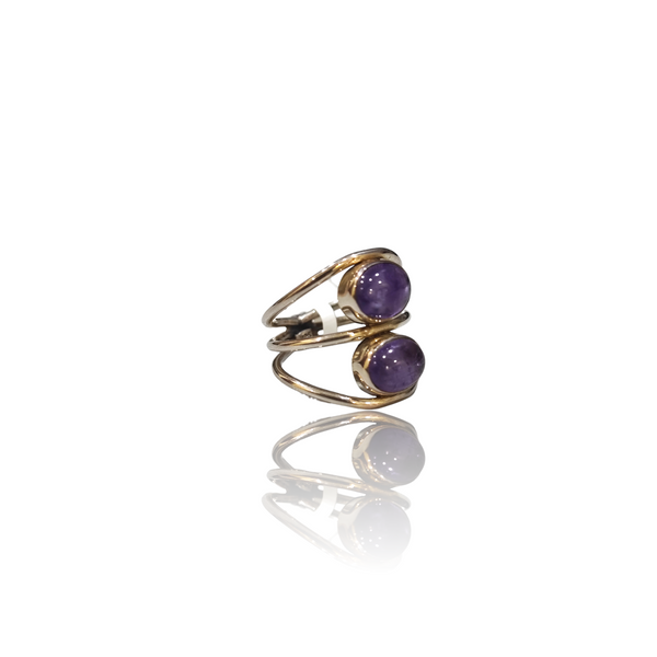 Natural Amethyst Silver Ring 3.00 Ct — side view, lab certified natural amethyst katela