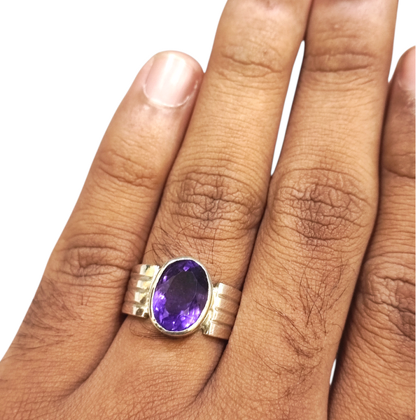 Natural Amethyst Silver Ring 5.00 Ct — natural amethyst katela ring view 4