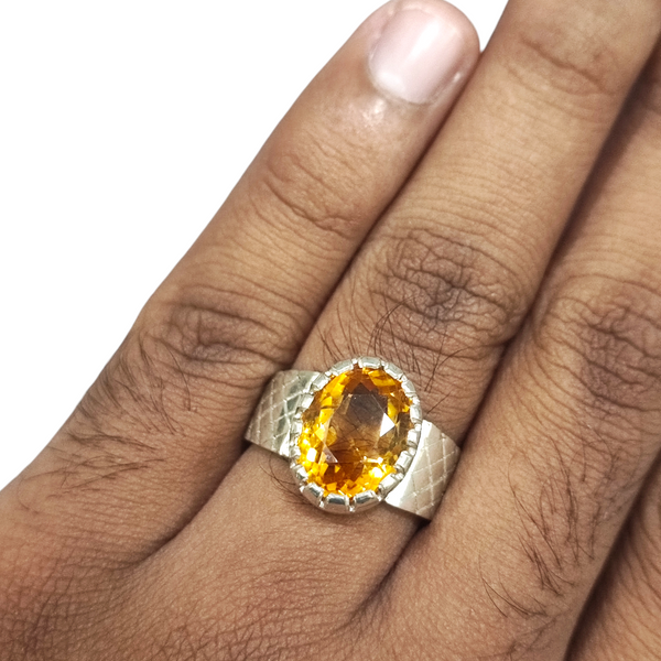 Natural Citrine Silver Ring 8.87 Ct — natural citrine sunela ring view 4