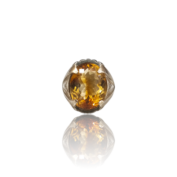 Natural Citrine Silver Ring 12.70 Ct — close up detail, authentic citrine sunela silver ring
