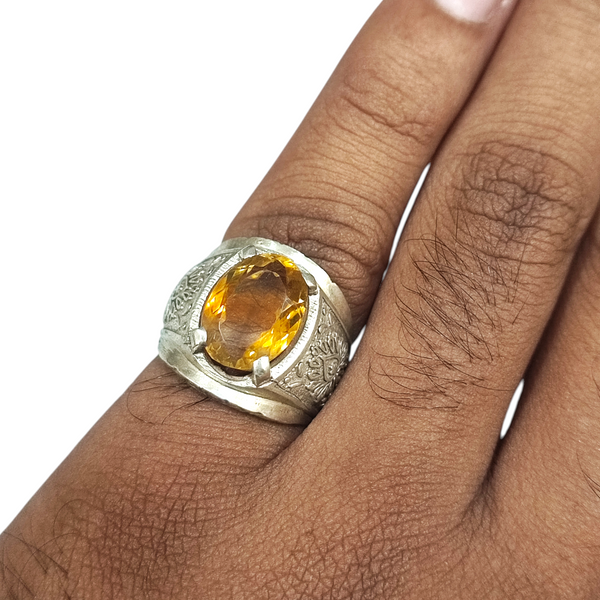 Natural Citrine Silver Ring 6.89 Ct — natural citrine sunela ring view 4