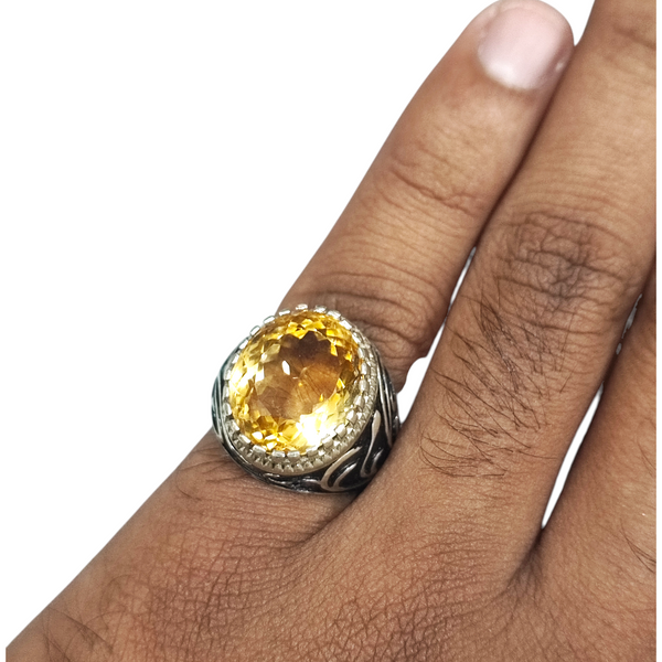 Natural Citrine Silver Ring 13.38 Ct — natural citrine sunela ring view 4