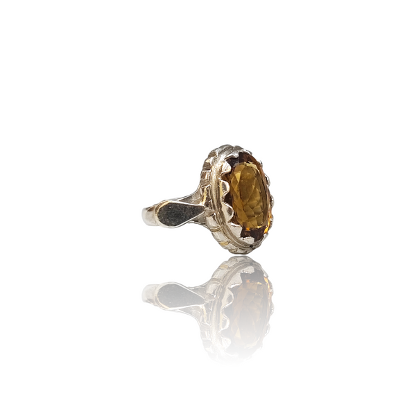 Natural Citrine Silver Ring 3.66 Ct — side view, lab certified natural citrine sunela