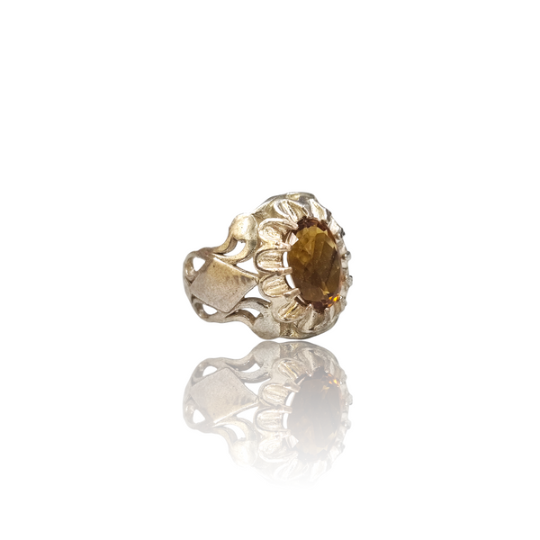 Natural Citrine Silver Ring 3.60 Ct — side view, lab certified natural citrine sunela