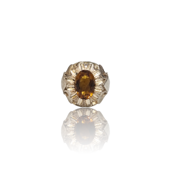 Natural Citrine Silver Ring 3.60 Ct — close up detail, authentic citrine sunela silver ring