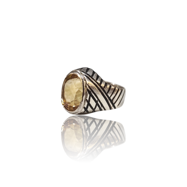 Natural citrine sunela silver ring 7.55ct — lab certified Click Gems