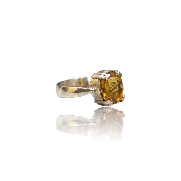 Natural Citrine Silver Ring 4.18 Ct — side view, lab certified natural citrine sunela