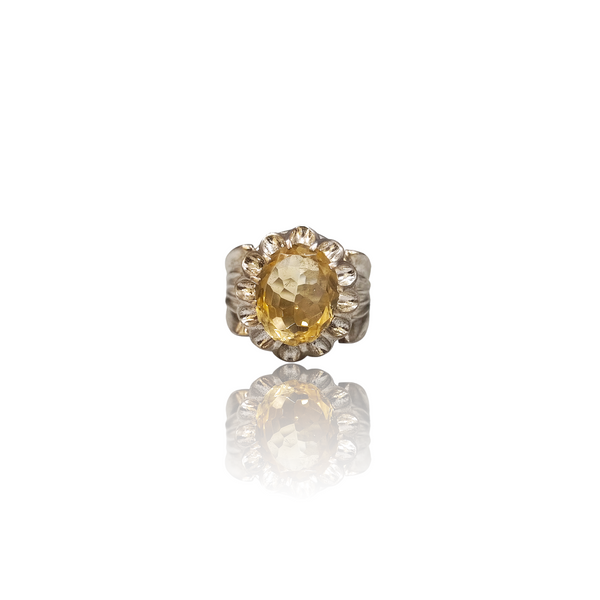 Natural Citrine Silver Ring 7.25 Ct — close up detail, authentic citrine sunela silver ring