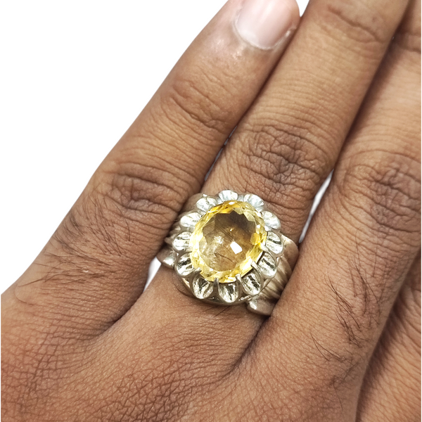 Natural Citrine Silver Ring 7.25 Ct — natural citrine sunela ring view 4