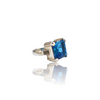 Natural Blue Topaz Silver Ring 21.16 Ct — side view, lab certified natural blue topaz