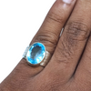 Natural Blue Topaz Silver Ring 10.25 Ct — natural blue topaz ring view 4