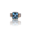Natural Blue Topaz Silver Ring 10.03 Ct — close up detail, authentic blue topaz silver ring