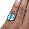Natural Blue Topaz Silver Ring 11.50 Ct — natural blue topaz ring view 4