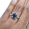Natural Blue Sapphire Silver Ring 9.28 Ct — close up detail, authentic blue sapphire neelam silver ring