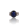 Natural Blue Sapphire Silver Ring 4.81 Ct — close up detail, authentic blue sapphire neelam silver ring