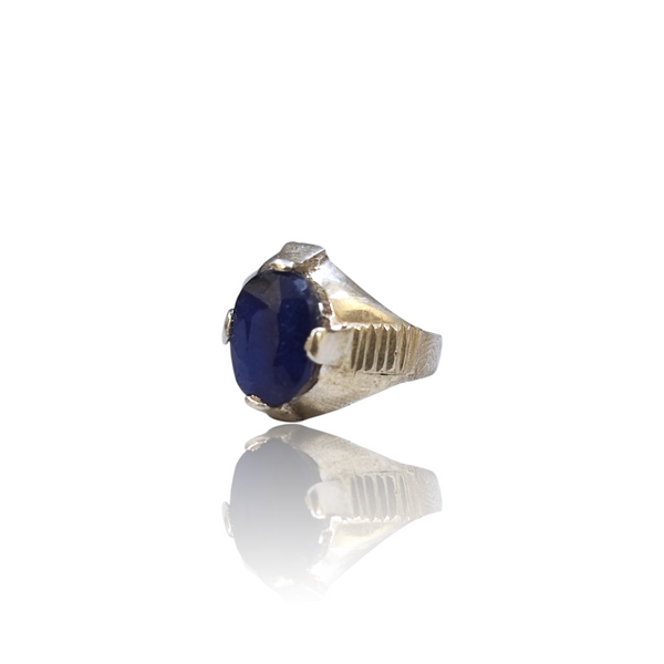 Natural blue sapphire neelam silver ring 5.40ct — lab certified Click Gems