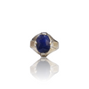 Natural Blue Sapphire Silver Ring 5.40 Ct — close up detail, authentic blue sapphire neelam silver ring