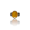 Natural Yellow Sapphire Silver Ring 10.47 Ct — close up detail, authentic yellow sapphire pukhraj silver ring