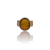 Natural Yellow Sapphire Silver Ring 10.83 Ct — close up detail, authentic yellow sapphire pukhraj silver ring