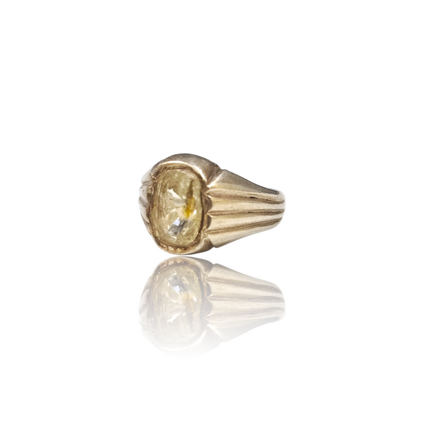 Natural yellow sapphire pukhraj silver ring 4.00ct — lab certified Click Gems