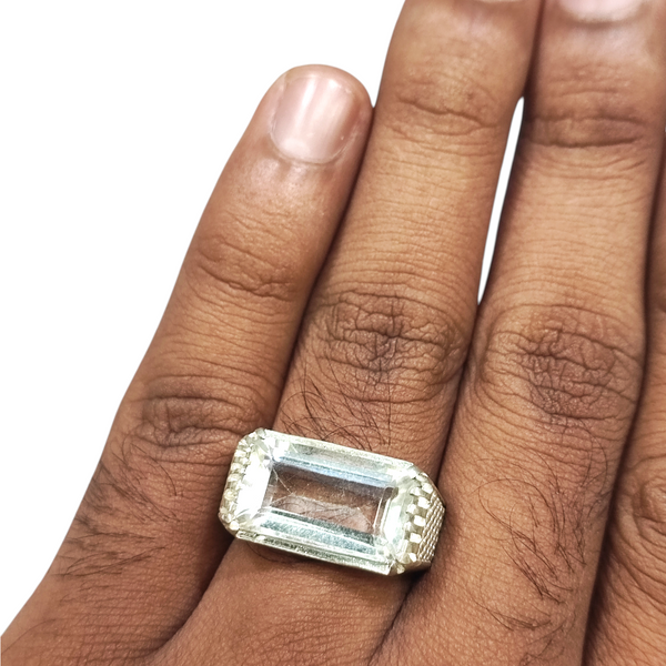 Natural Rock Crystal Silver Ring 8.74 Ct — natural gemstone ring view 4