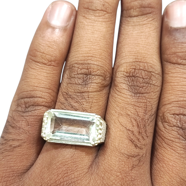 Natural Rock Crystal Silver Ring 7.15 Ct — natural gemstone ring view 4