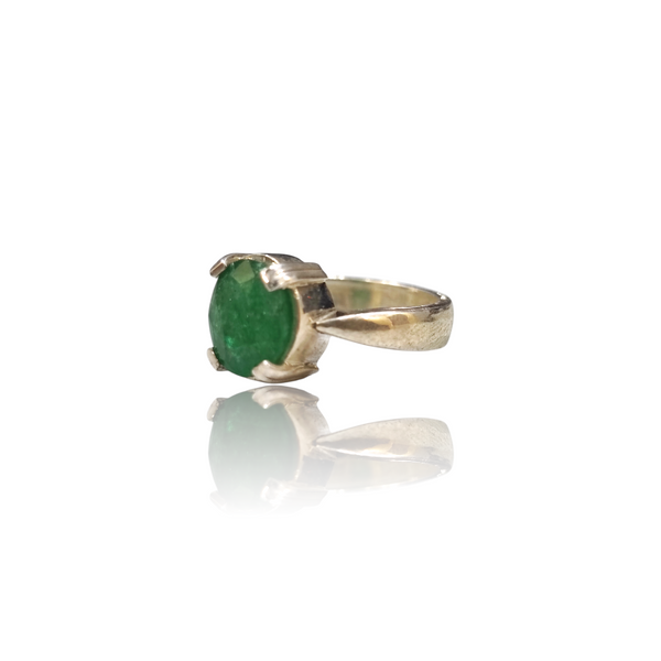 Natural green aventurine silver ring 4.64ct — lab certified Click Gems