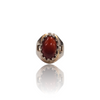Natural Aqiq Silver Ring 6.86 Ct — close up detail, authentic gemstone silver ring