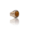 Natural Tigereye Silver Ring 5.16 Ct — side view, lab certified natural tiger eye