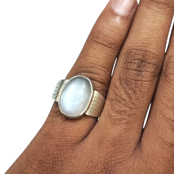 Natural Moonstone Silver Ring 9.80 Ct — natural gemstone ring view 4