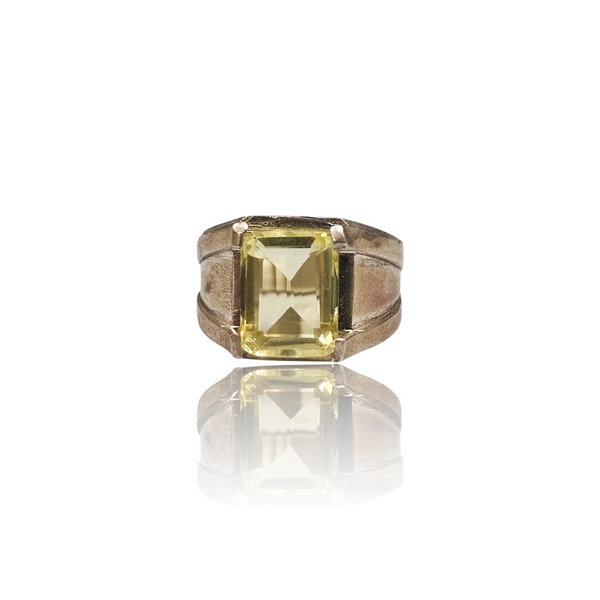 Natural Lemon Quartz Silver Ring 4.91 Ct — close up detail, authentic gemstone silver ring