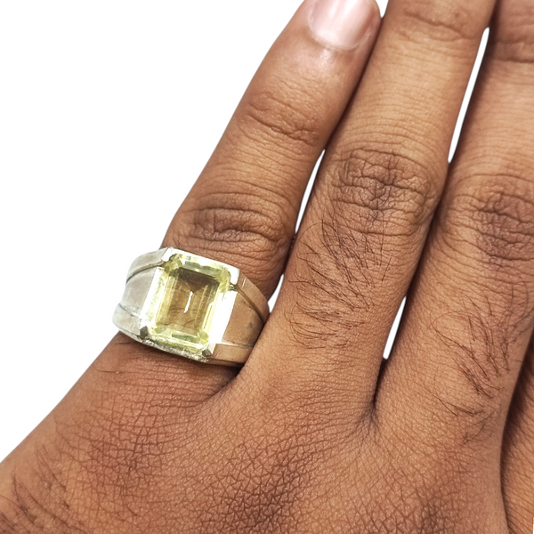 Natural Lemon Quartz Silver Ring 4.91 Ct — natural gemstone ring view 4