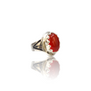 Natural Carnelian Aqiq Silver Ring 5.90 Ct — side view, lab certified natural carnelian aqiq