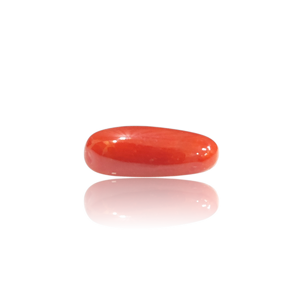 Natural Red Coral 3.92Ct — close up detail, authentic red coral moonga silver gemstone
