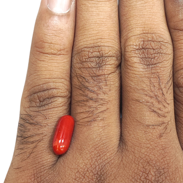 Natural Red Coral 3.92Ct — natural red coral moonga gemstone view 4