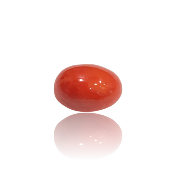 Natural red coral moonga silver gemstone 5.30ct — lab certified Click Gems
