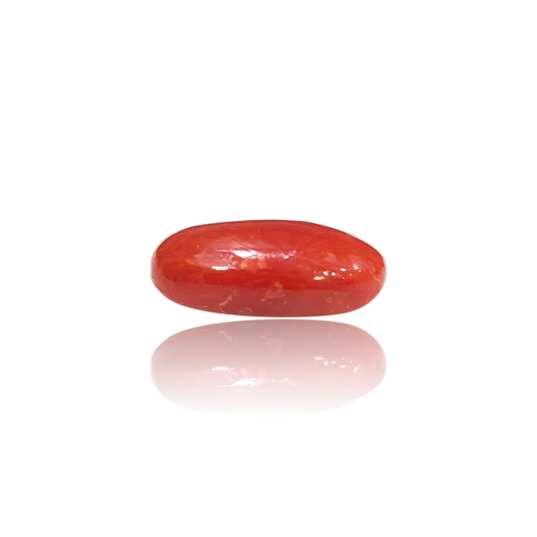 Natural Red Coral 6.33Ct — close up detail, authentic red coral moonga silver gemstone