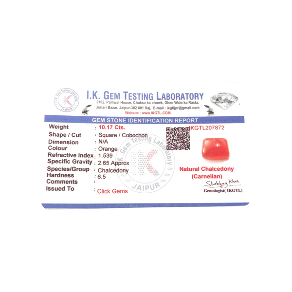 Natural Carnelian Aqiq 10.17Ct — natural carnelian aqiq gemstone view 5