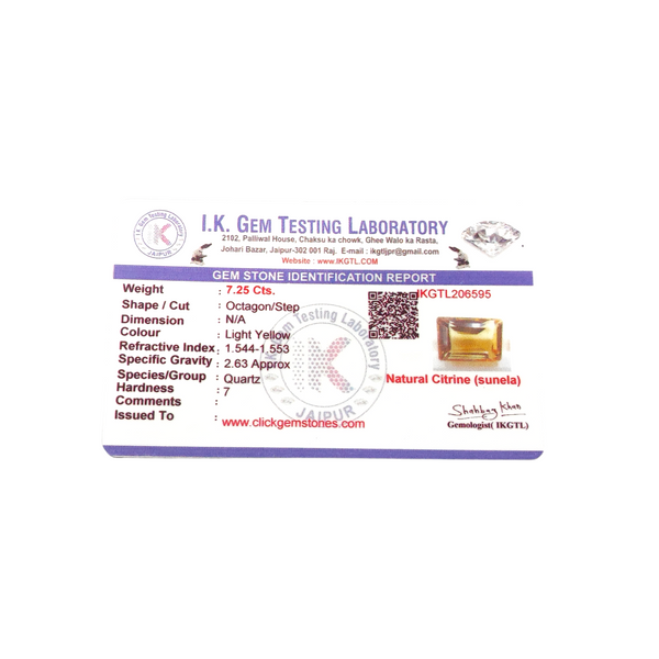 Natural Citrine 7.25Ct — natural citrine sunela gemstone view 5